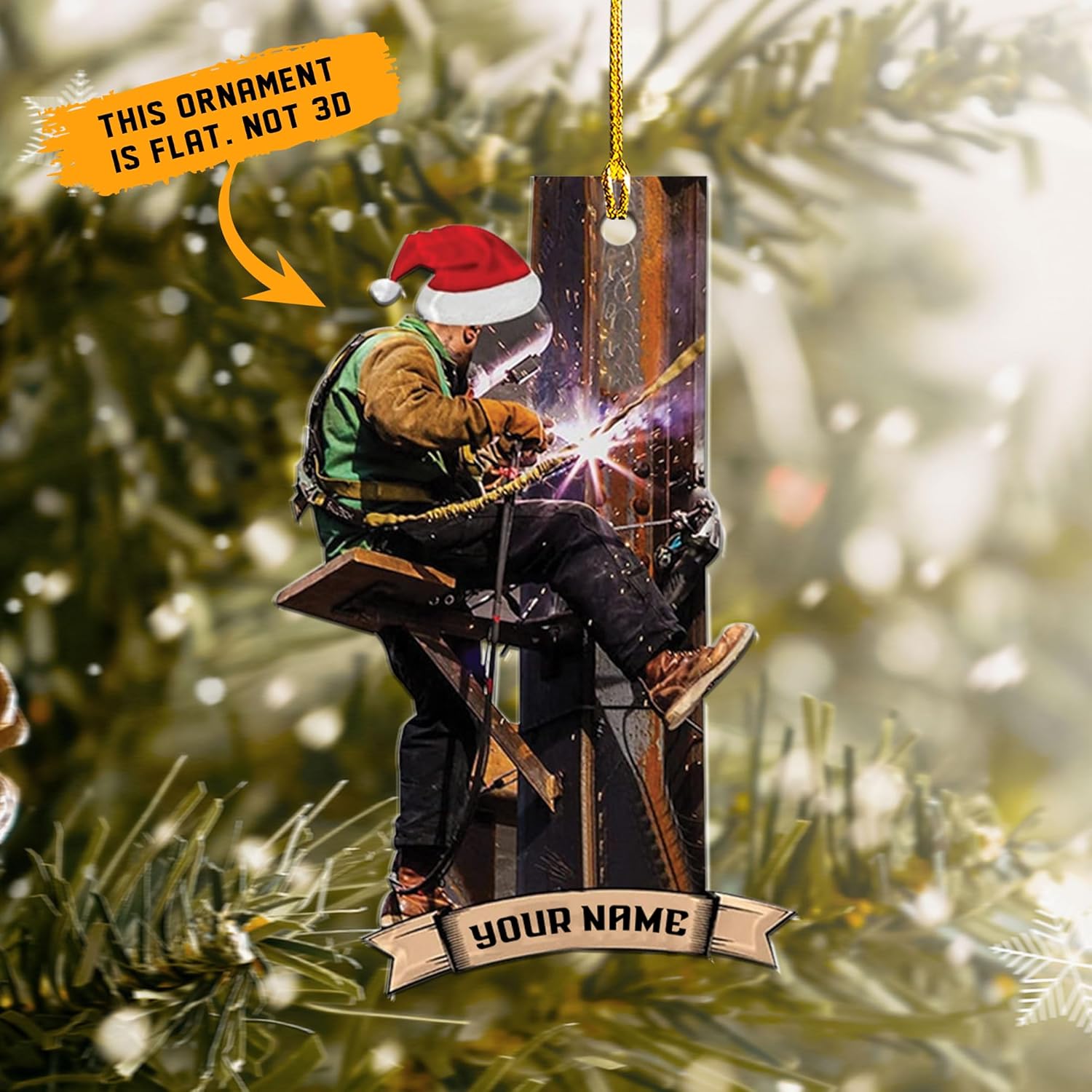 HomeDesign Personalized Welder Ornament, Custom Welder Ornaments Welding Ornaments Flat Two Sided Hanging Plastic Ornaments Welder Gift Christmas Ornament Hanging Decorations Ornament (WD8)