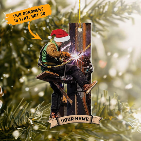 HomeDesign Personalized Welder Ornament, Custom Welder Ornaments Welding Ornaments Flat Two Sided Hanging Plastic Ornaments Welder Gift Christmas Ornament Hanging Decorations Ornament (WD8)