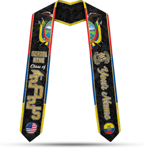 Pretyprints Ecuador Graduation Stole, Ecuadorians American Flag Graduation Sash 2025, Ecuadorians Graduation Sash