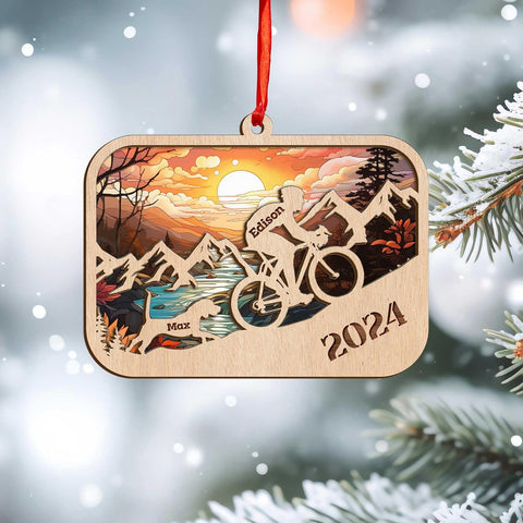 Personalized Bicycle Christmas Ornaments 2024, Cycling Suncatcher Wooden Ornament Mountain Bikes Ornament Racing Bicycle for Christmas 2024, Cycling Biking Bicycle Ornament (Bicycle 4)