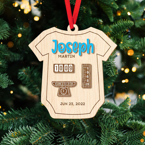 MAPrints Personalized Baby\u2019s First Christmas Layered Wood Ornament, Custom New Baby Gifts, Babys 1st Christmas Ornament 2023 Boy Or Girl Newborn, for New Mom Dad (BB 5)