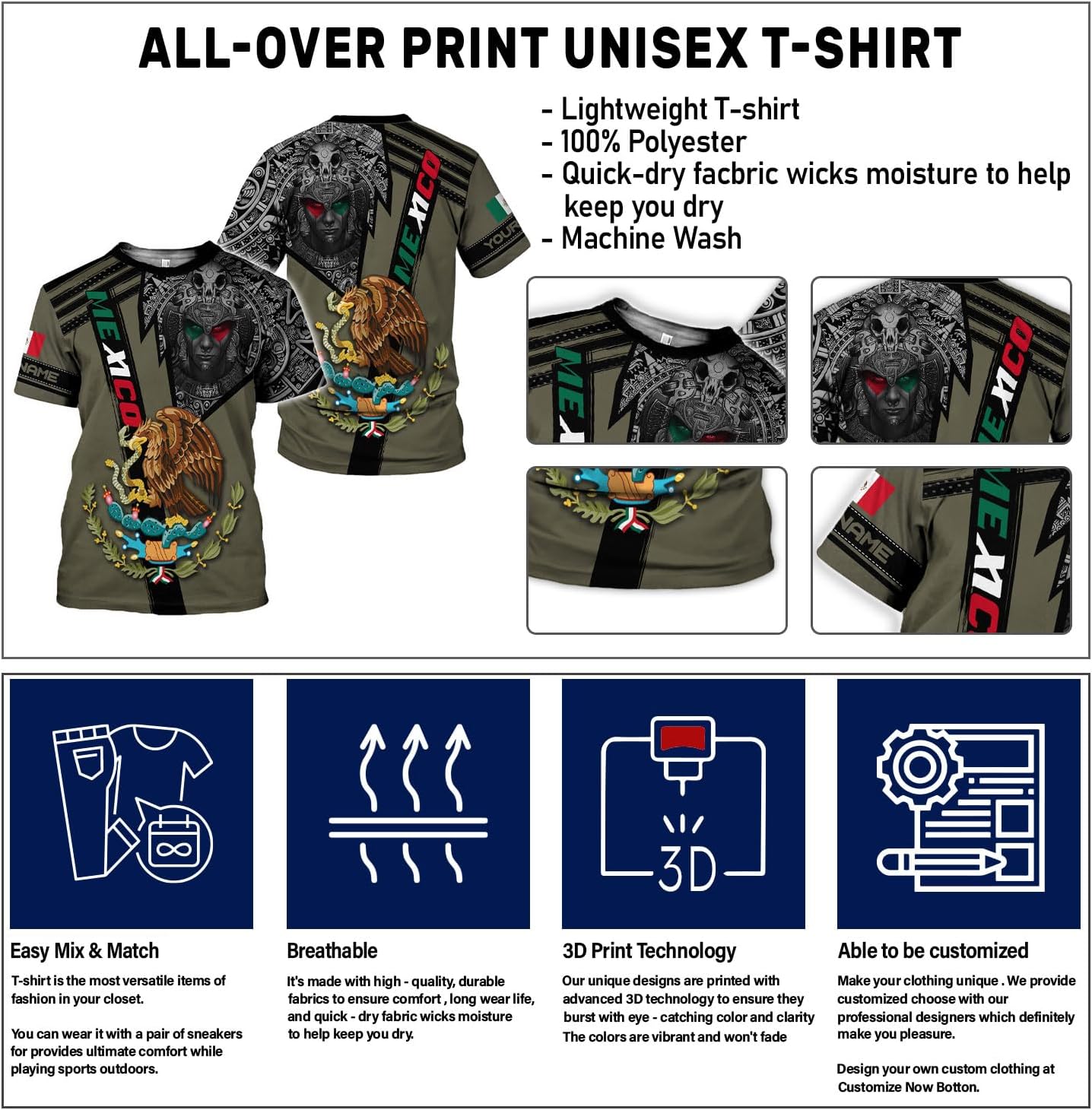 Mostefy Personalized Name Mexican Shirts for Men 3D, Customized Mexico Shirts for Men, Mexico Shirts for Women Mexico Shirt