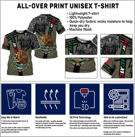 Mostefy Personalized Name Mexican Shirts for Men 3D, Customized Mexico Shirts for Men, Mexico Shirts for Women Mexico Shirt