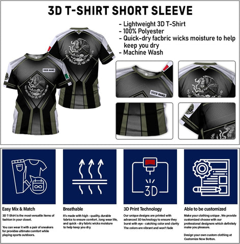 Rivelus Personalized Name Mexican Shirts for Men, Customized Mexico Shirts for Men, Mexico Shirts for Women Mexico Shirt