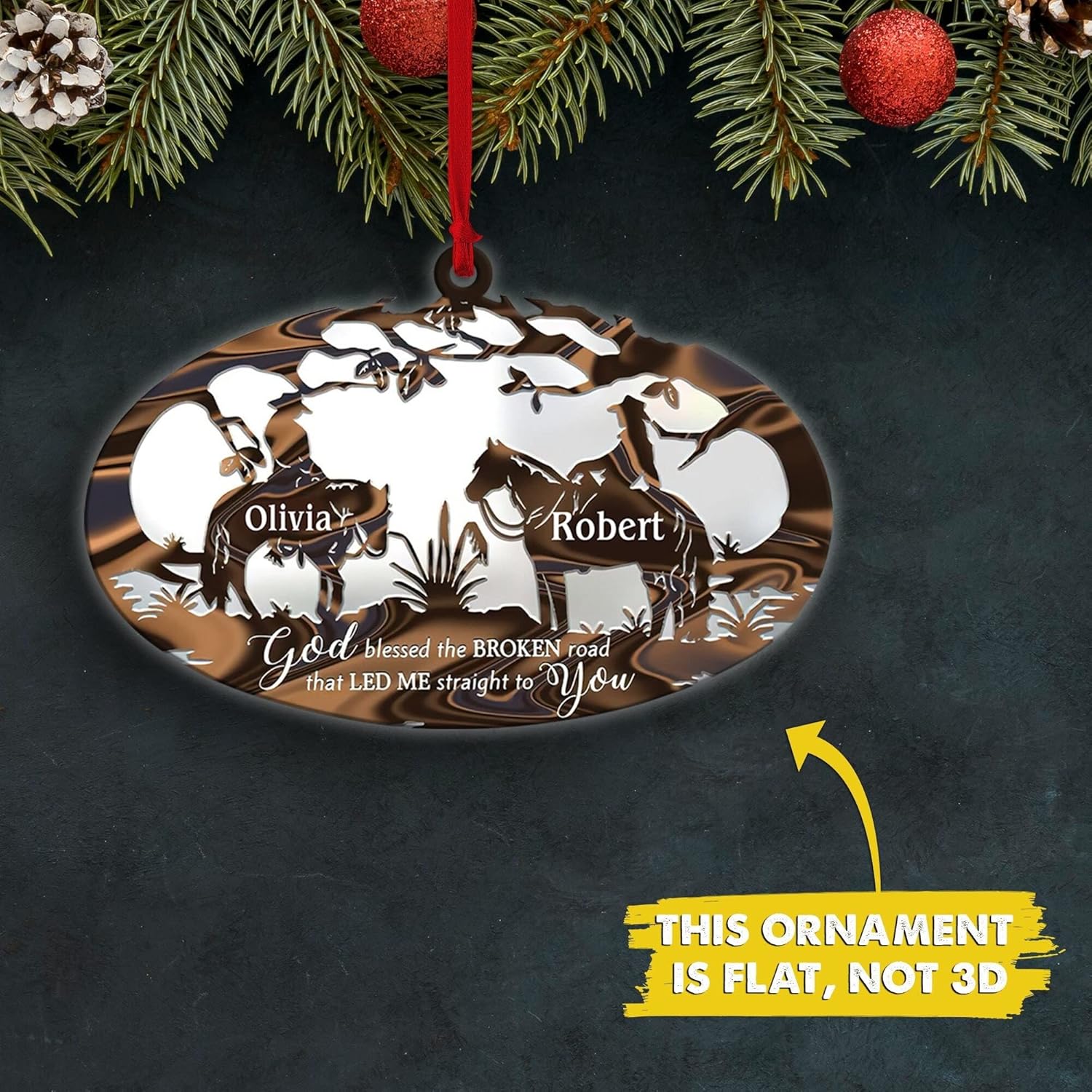 Artparel Personalized Cowboy Couple Ornament, Couple Riding Horses Godd Blessed Custom Christmas Ornament, Western Horseshoe Couple Ornament, Gift for Couple Cowboy, Horse Lovers Keepsake