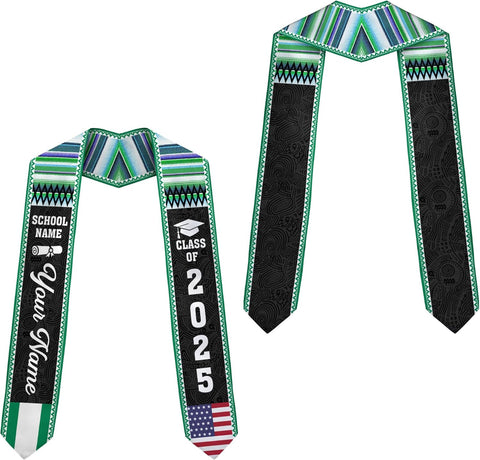 Pretyprints Custom Nigerian Graduation Sash, Nigeria Graduation Stole Customize, Nigerian American Flag Graduation Sash 2025