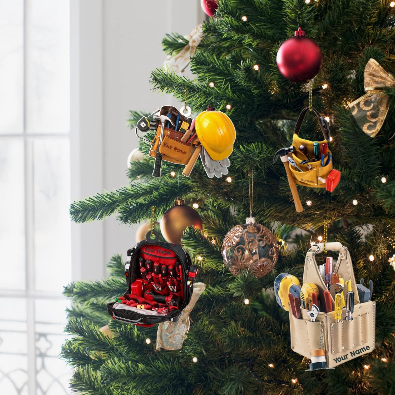 Artparel Personalized Electrician Ornament, Electrician Tool Bag Outfit Christmas Ornament, Electrician Gift Christmas Ornament, Gifts for Electrician Lovers, Electrician Outfit Christmas Ornament