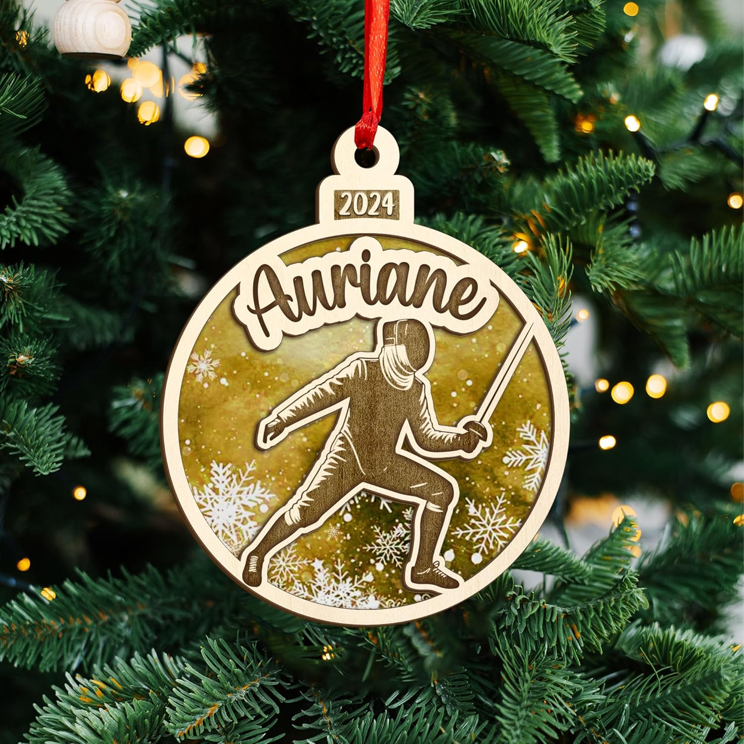 MAPrints Personalized Fencing Christmas Ornament, Fencing Lovers Ornament, Fencing Acrylic Ornament, Christmas Fencer Decor, Fencing Player Ornament Xmas Keepsakes 2024, Great Gift for Fencer (FC 5)