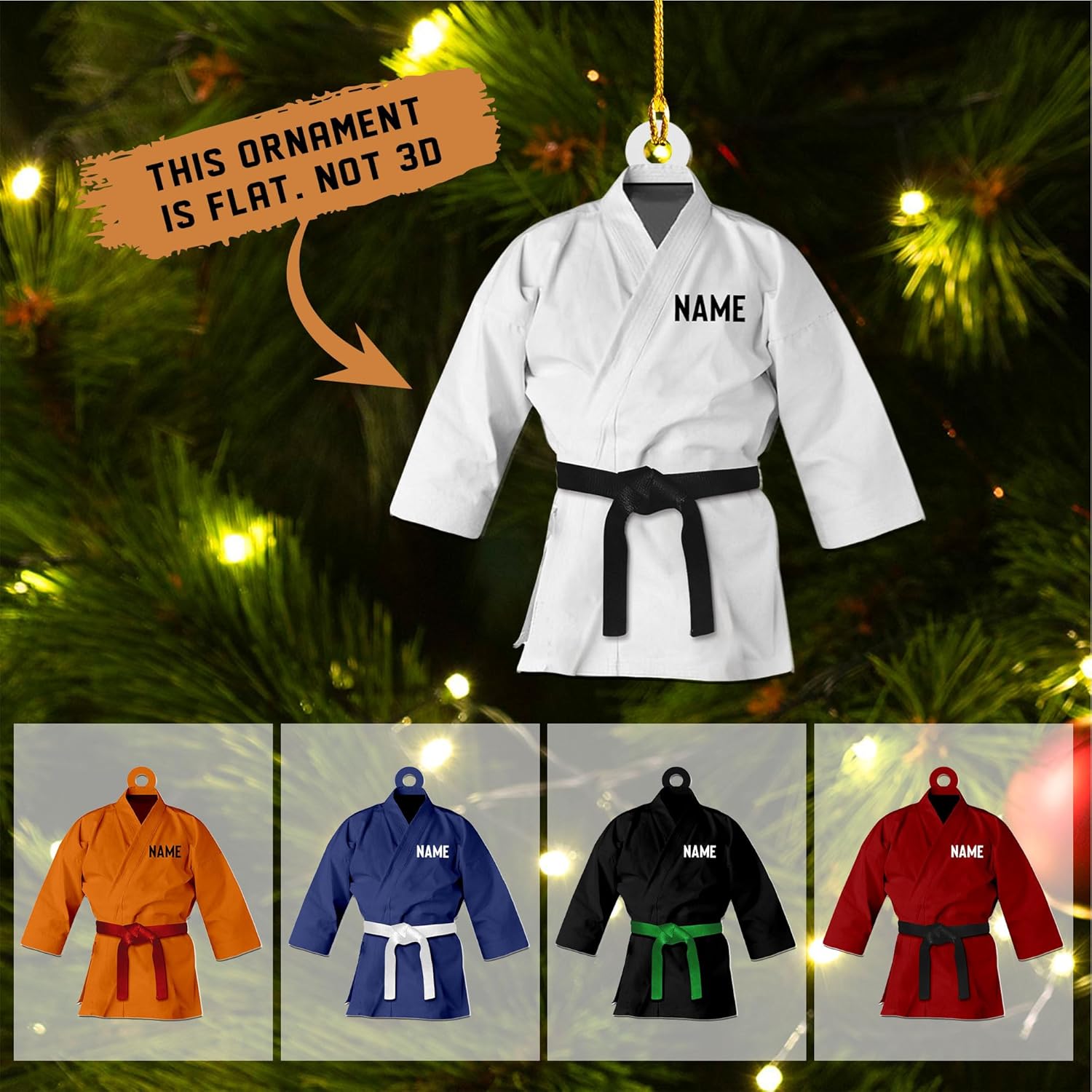 Piratify Personalized Name Karate Ornaments for Christmas Tree, Custom Wood Acrylic Karate Christmas Ornament for Xmas 2024 Karate Gift for Karate Lover Pine Hanging Tree Decorations (Karate 7)