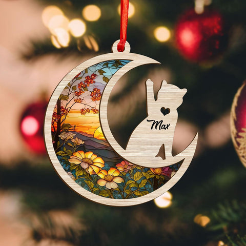 Mostefy Personalized Wooden Dog Cat Paw Ornament Christmas, Custom Dogs Cat Suncatcher Pet Name Ornaments, Customized Memorial Dog Ornament for Christmas Tree (Suncatcher 3)