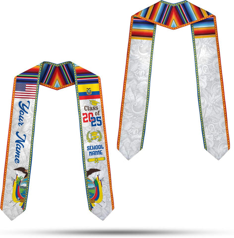 Pretyprints Ecuador Graduation Stole, Ecuadorians American Flag Graduation Sash 2025, Ecuadorians Graduation Sash