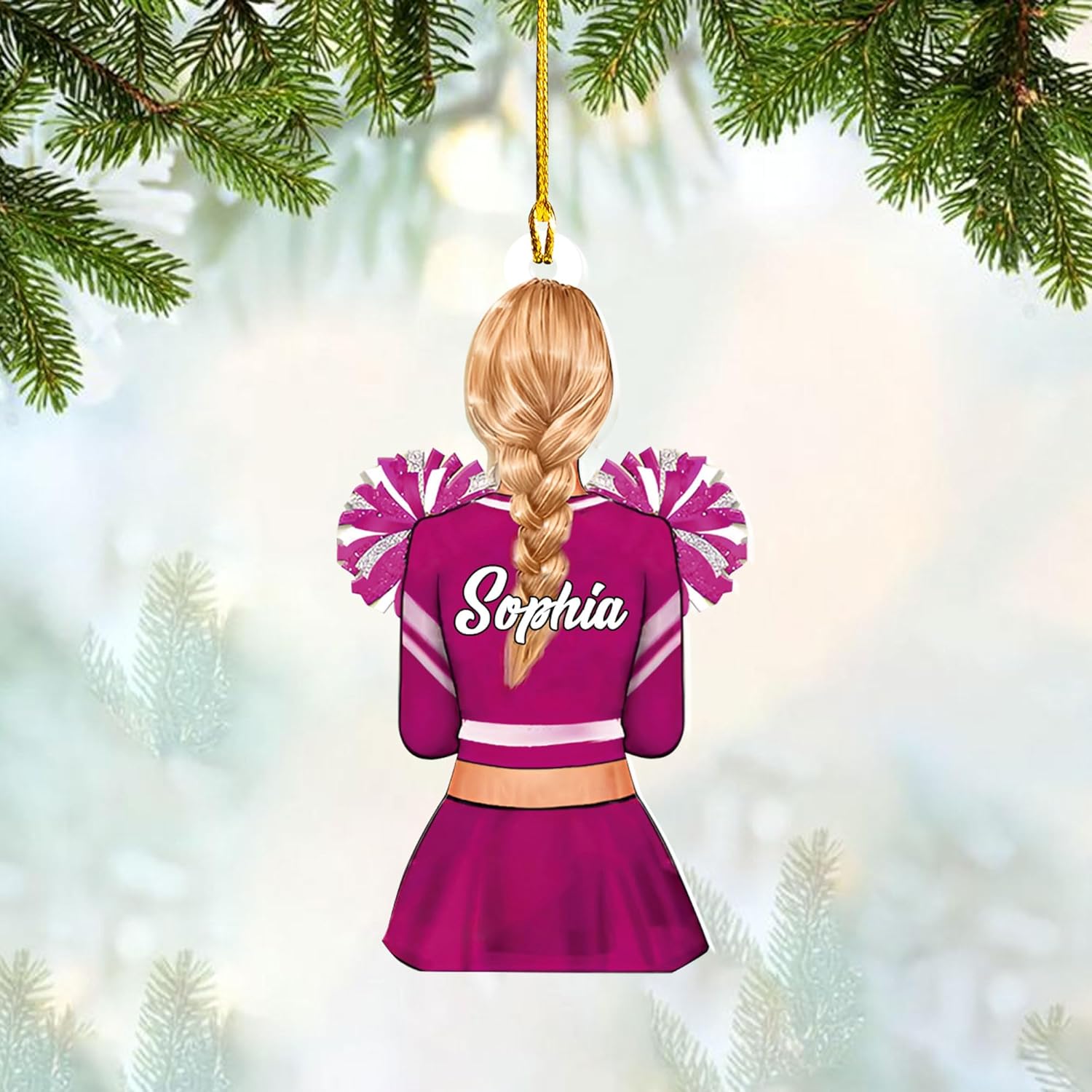 RoyalBro Personalized Cheerleader Christmas Ornament 2023, Cheer Girl Dancer with Pompom, Cheerleading Lovers Ornaments Cheerleading Ornament Gift Cheer Cheerleader Ornaments Xmas (C17)