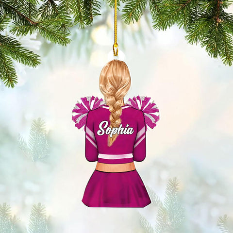 RoyalBro Personalized Cheerleader Christmas Ornament 2023, Cheer Girl Dancer with Pompom, Cheerleading Lovers Ornaments Cheerleading Ornament Gift Cheer Cheerleader Ornaments Xmas (C17)