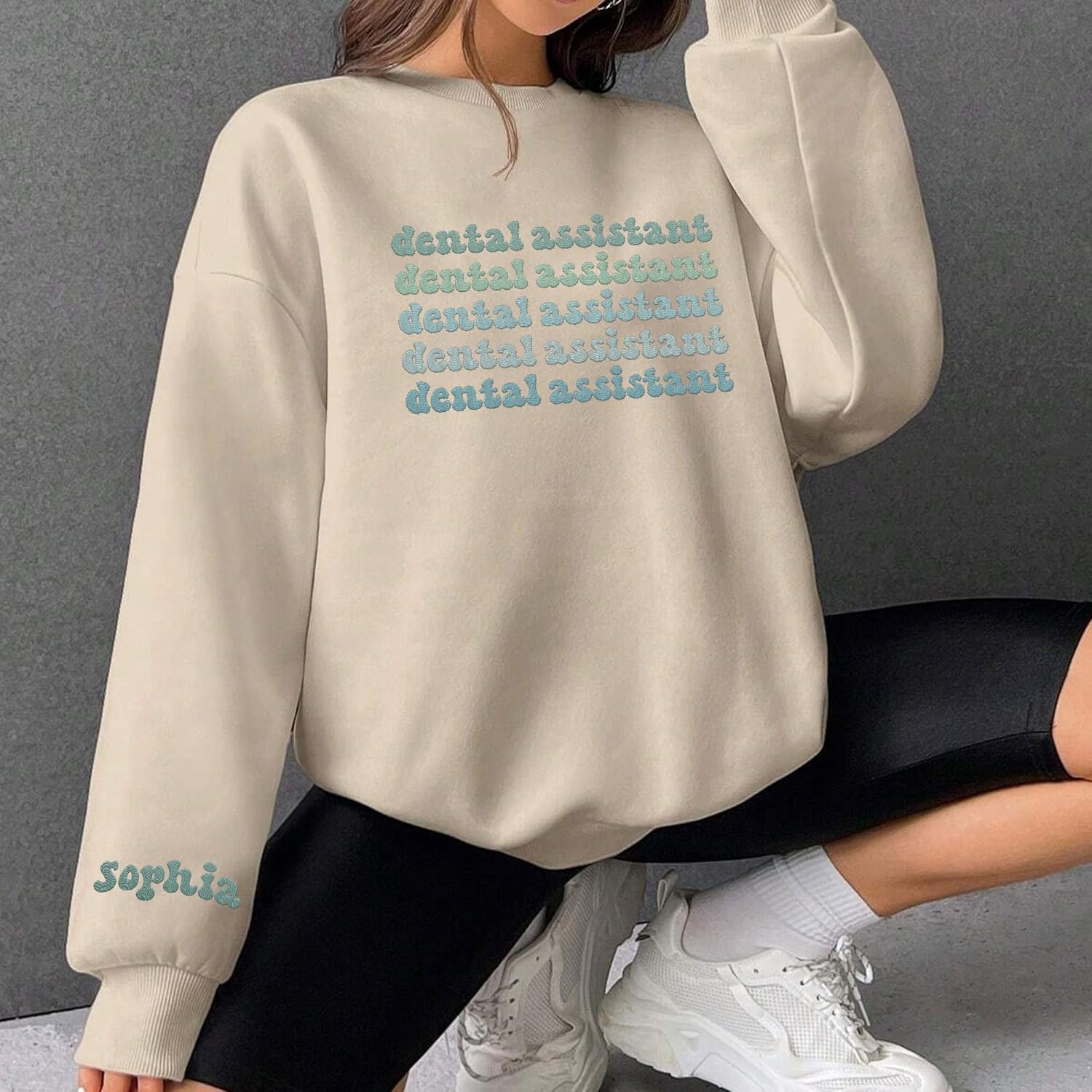 Leeprints Personalized Embroidered Sweater, Dental Assistant & Hygienist Gift, Nurse Hoodie