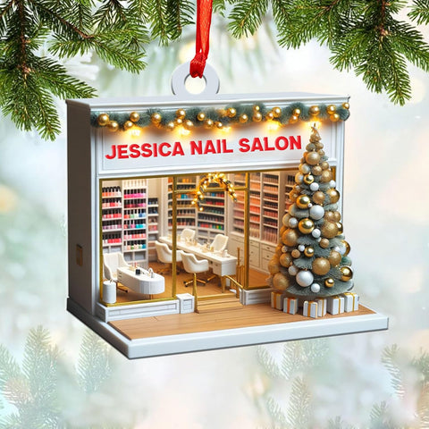 Personalized Nail Salon Ornament, Nail Polish Bag Christmas Ornament, Gifts for Nail Technician, Beauty Ornaments for Women, Nail Tech Gifts, Nail Salon Ornament Décor (1, NS5)