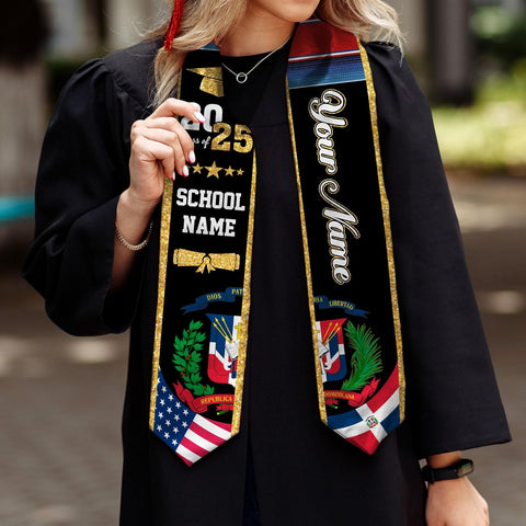 Pretyprints Custom Dominican Sash Graduation, Dominicans Flag Graduation Sash 2025, Dominican Republic Graduation Stole