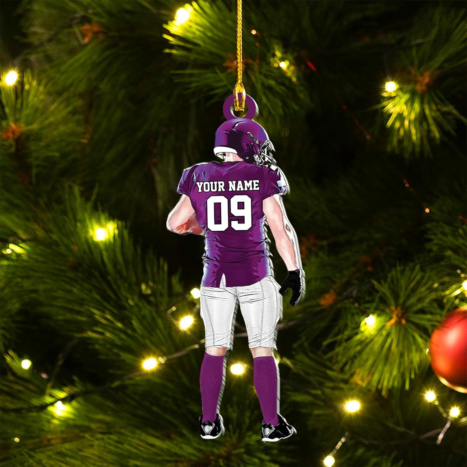Artparel Personalized Football Ornament Customized Football Christmas Ornaments Football Ornament Christmas Hanging Décor Gift for Football Fans Football Gifts Gift for Football Player (FB 7)