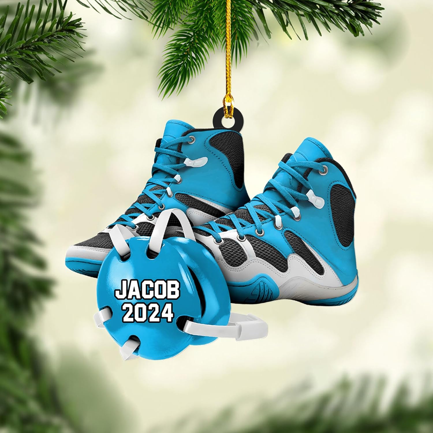 Personalized Wrestling Christmas Ornament 2024 Wrestling Christmas Ornament Gift for Wrestling Player Wrestling Christmas Tree Ornaments for Boys or Girls (Acrylic, Style 8)