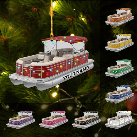 Personalized Pontoon Boat Christmas Ornament, Pontoon Car Ornament, Gift for Bowriders, Wake Boats,Pontoon Lover Gift (Pontoon 24)
