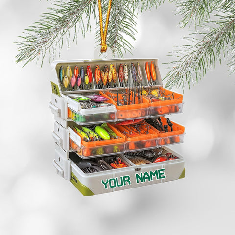 Royal Fight Custom Fishing Tackle Box Ornaments 2024 Fishing Ornaments for Christmas Tree Christmas Ornaments Fishing Fisherman Ornament Bass Fish Ornament Fishing Decorations Flat Ornaments (FTB14)