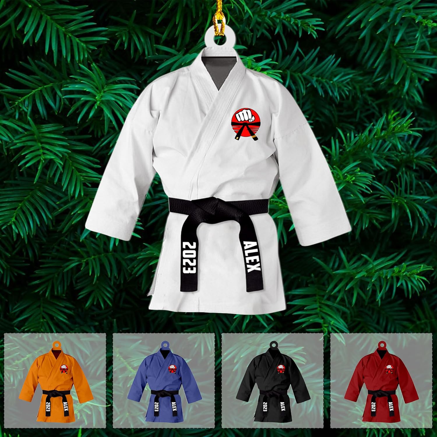 Artparel Personalized Karate Ornament Karate Uniform Ornaments Gifts for Karate Lovers Karate Gift Christmas Ornament 2024 Taekwondo Ornament Jiu Jitsu Ornament Gift for Karate (Karate 5)