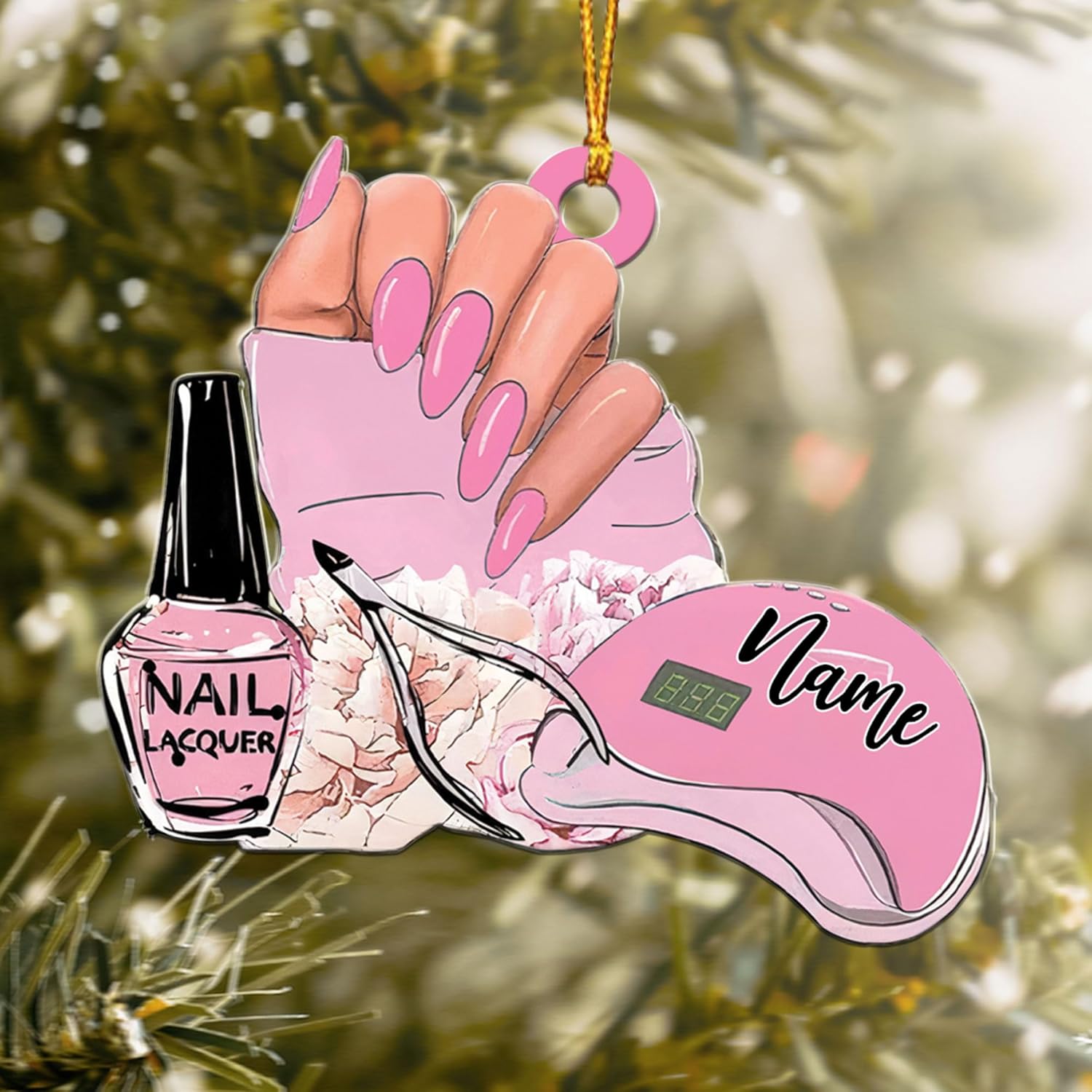 AOVL Personalized Nail Ornament,Nail Technician Ornament, Nail Technician Ornaments, Makeup Ornaments Makeup Christmas Ornament, Nail tech Gifts, Nail Technician Gifts (Nail 9)