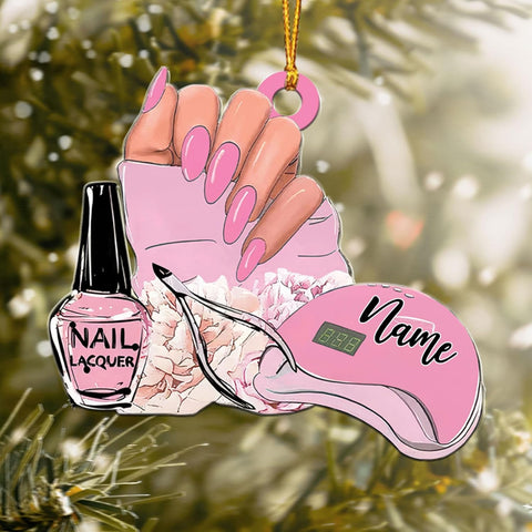 AOVL Personalized Nail Ornament,Nail Technician Ornament, Nail Technician Ornaments, Makeup Ornaments Makeup Christmas Ornament, Nail tech Gifts, Nail Technician Gifts (Nail 9)
