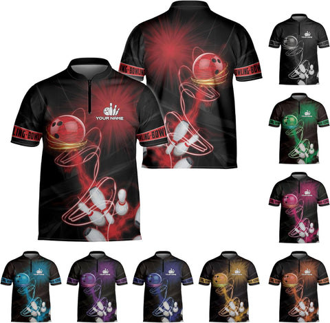 Homedesign Personalized Bowling Jersey Gift 3D Custom Bowling Shirts for Team Name Bowl Bowler Shirt Unisex Cool Men Women