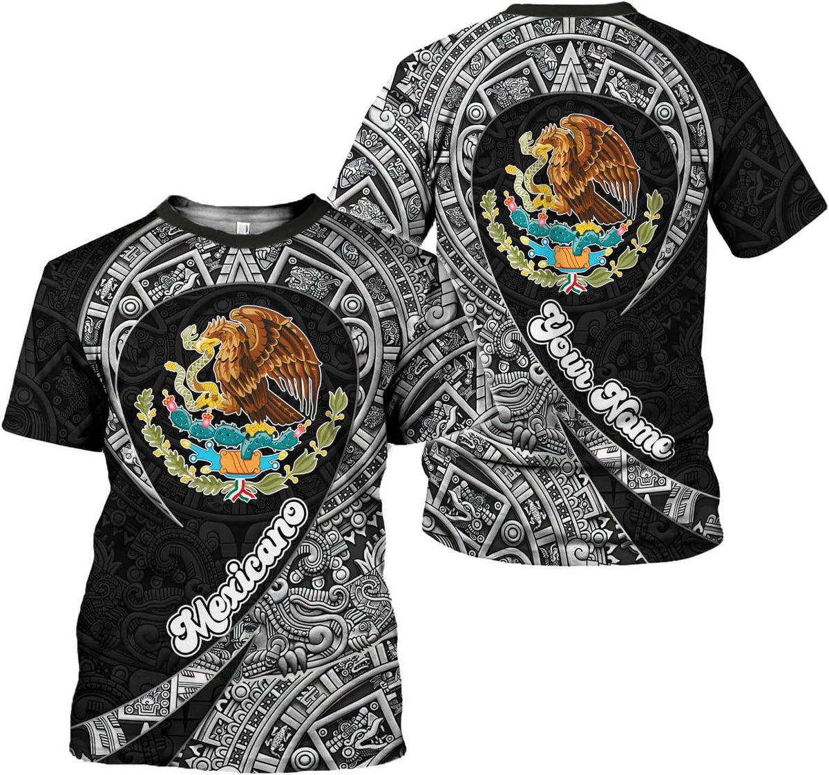 RoyalBro Personalized Mexico Shirt, Camisas de Mexico Customized Mexican Shirts Mexican Flag Mexico 3D Shirt for Men Women