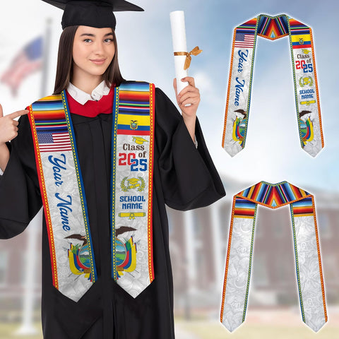 Pretyprints Ecuador Graduation Stole, Ecuadorians American Flag Graduation Sash 2025, Ecuadorians Graduation Sash