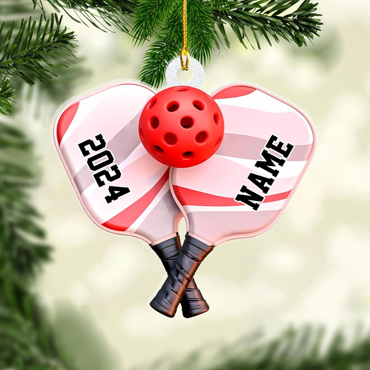 Mostefy Personalized Pickleball Ornament 2024, Pickle Ball Ornament for Xmas Christmas, Pickleball Ornaments for Christmas Tree, Hanging Pine Tree Ornament (Multi 5)