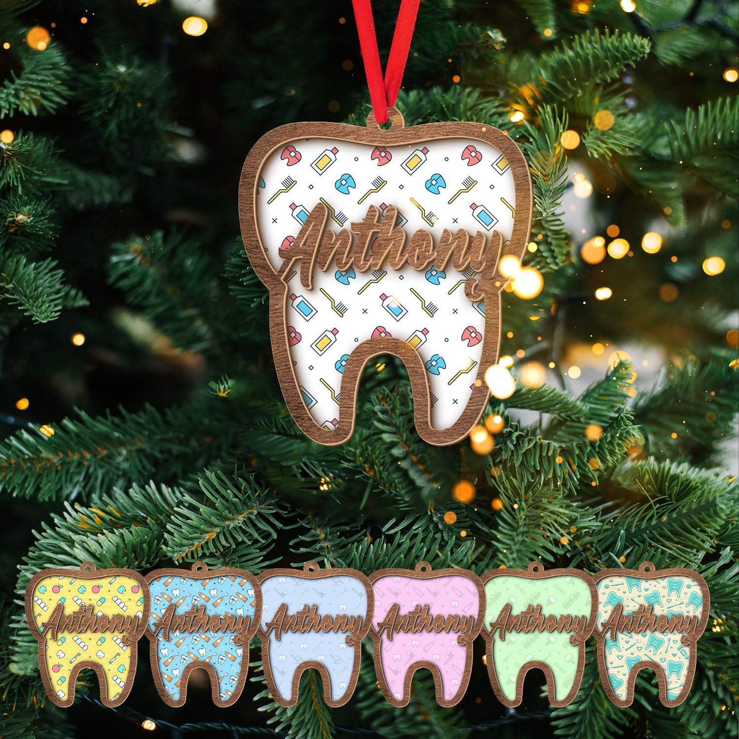 Mostefy Personalized Dentist Christmas Ornaments 2024, Dental 2D Flat Printed Acrylic Ornament, Dentist Xmas, Dentist Hanging Ornament, Custom Dentist (Style 3)