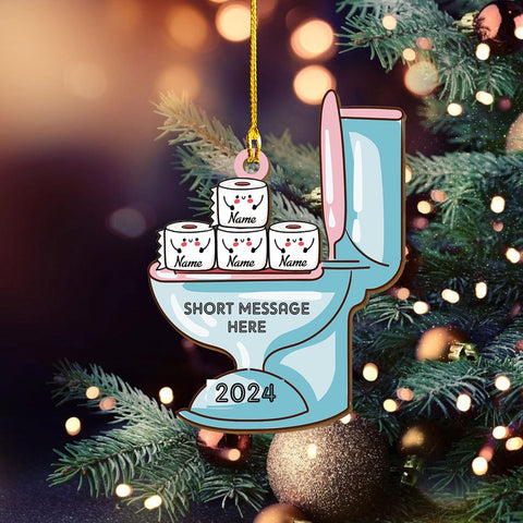 Personalized Toilet Paper Ornament, 2024 Christmas Ornament Toilet Paper, Funny Toilet Paper Roll Ornament, Hanging Glass Toilet Ornaments for Christmas Tree, Gifts for Christmas (Style 4)