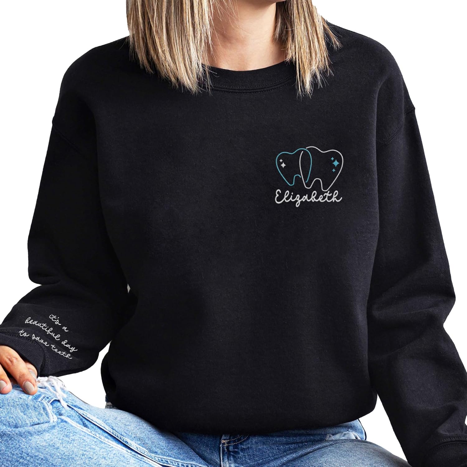 Leeprints Personalized Embroidered Sweater, Dental Assistant & Hygienist Gift, Nurse Hoodie