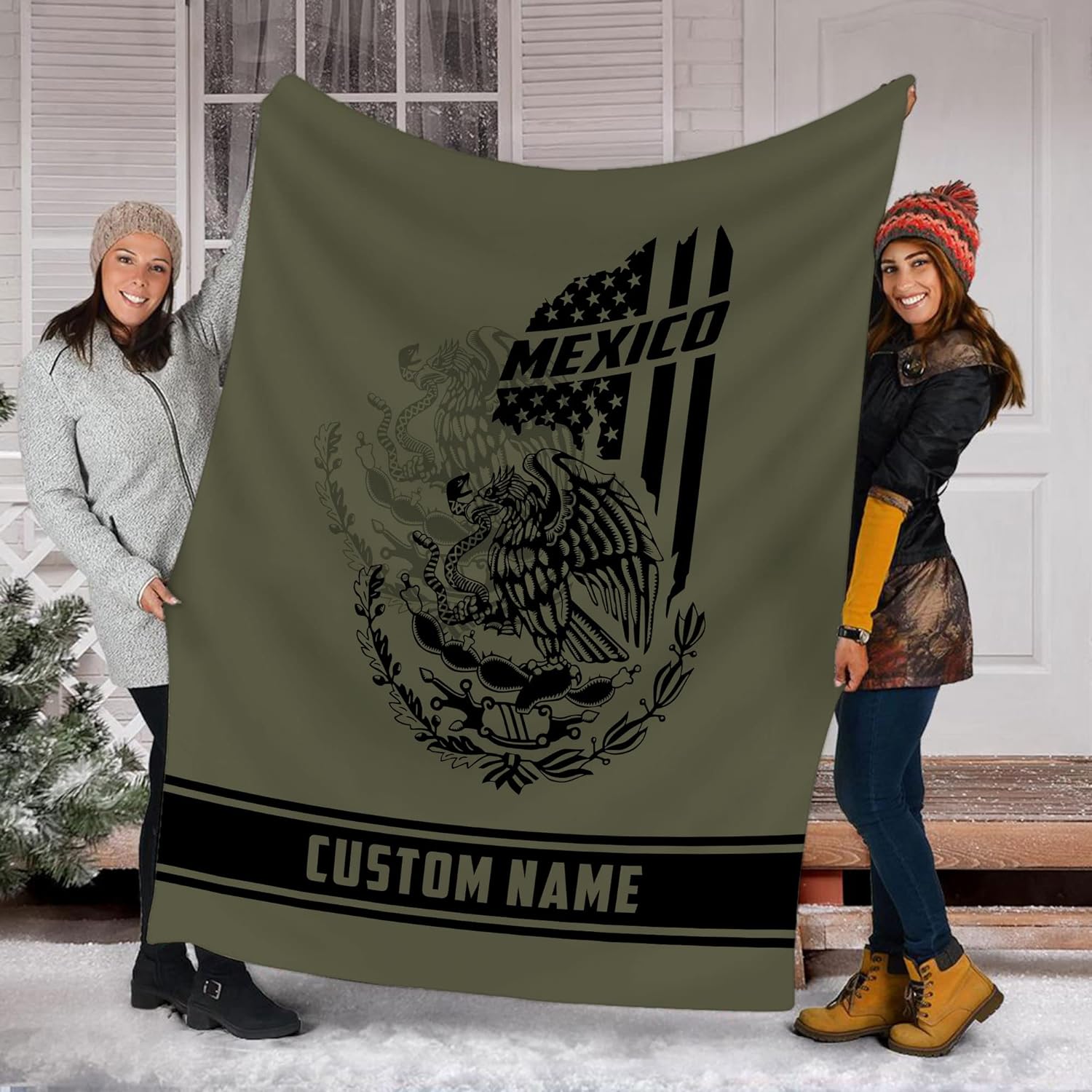 Personalized Name Mexico Blanket for Men and Women, Customized Mexico Blankets, Mexico Flag Mexican Flag Blanket Funny Gift Fuzzy Plush Soft Micro Fleece Sherpa Blanket Bed Throw (BLMX07)