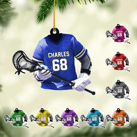 Artparel Custom Lacrosse Uniform Ornaments 2024 Lacrosse Gloves and Stick Acrylic Ornament Lacrosse Player Ornament Gifts for Lacrosse Lovers Lacrosse Sport Gifts (LC17)