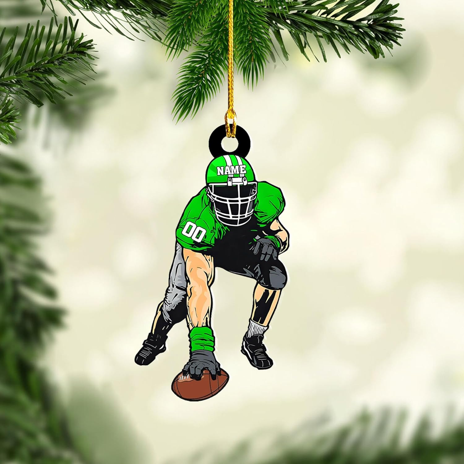 Artparel Personalized Football Ornament Customized Football Christmas Ornaments Football Ornament Christmas Hanging Décor Gift for Football Fans Football Gifts Gift for Football Player (FB 19)