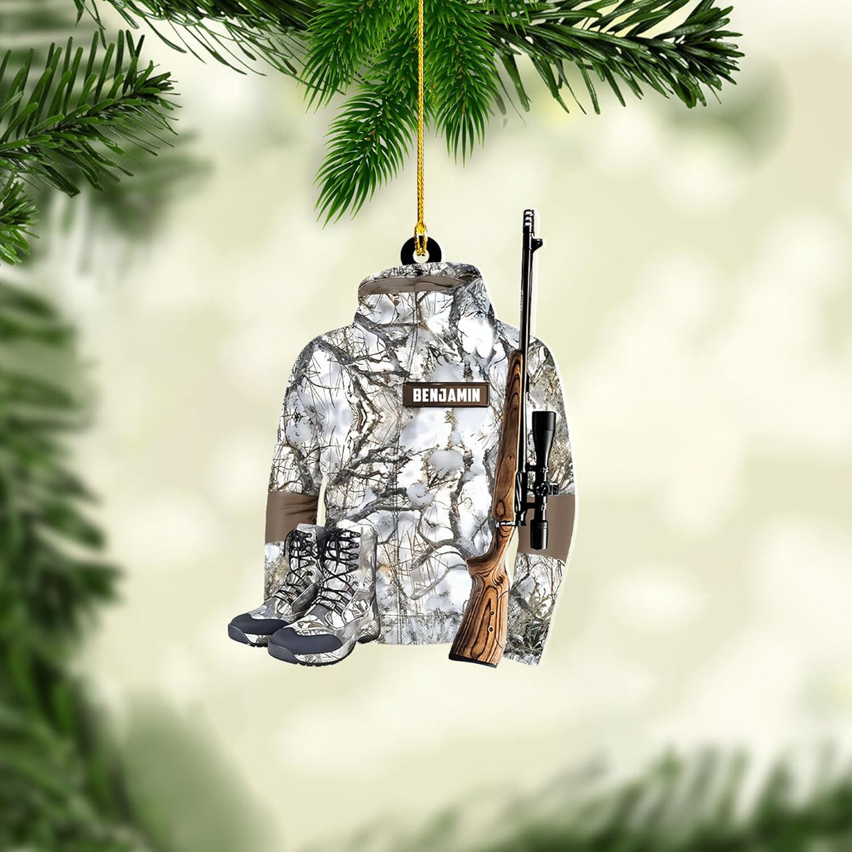 Personalized Hunting Ornament, Hunter Vest Ornament, Custom Hunting Christmas Ornament, Gifts for Hunting Lovers, Hunting Tree Decor, Gifts for Hunting Lovers (Hunting 5)