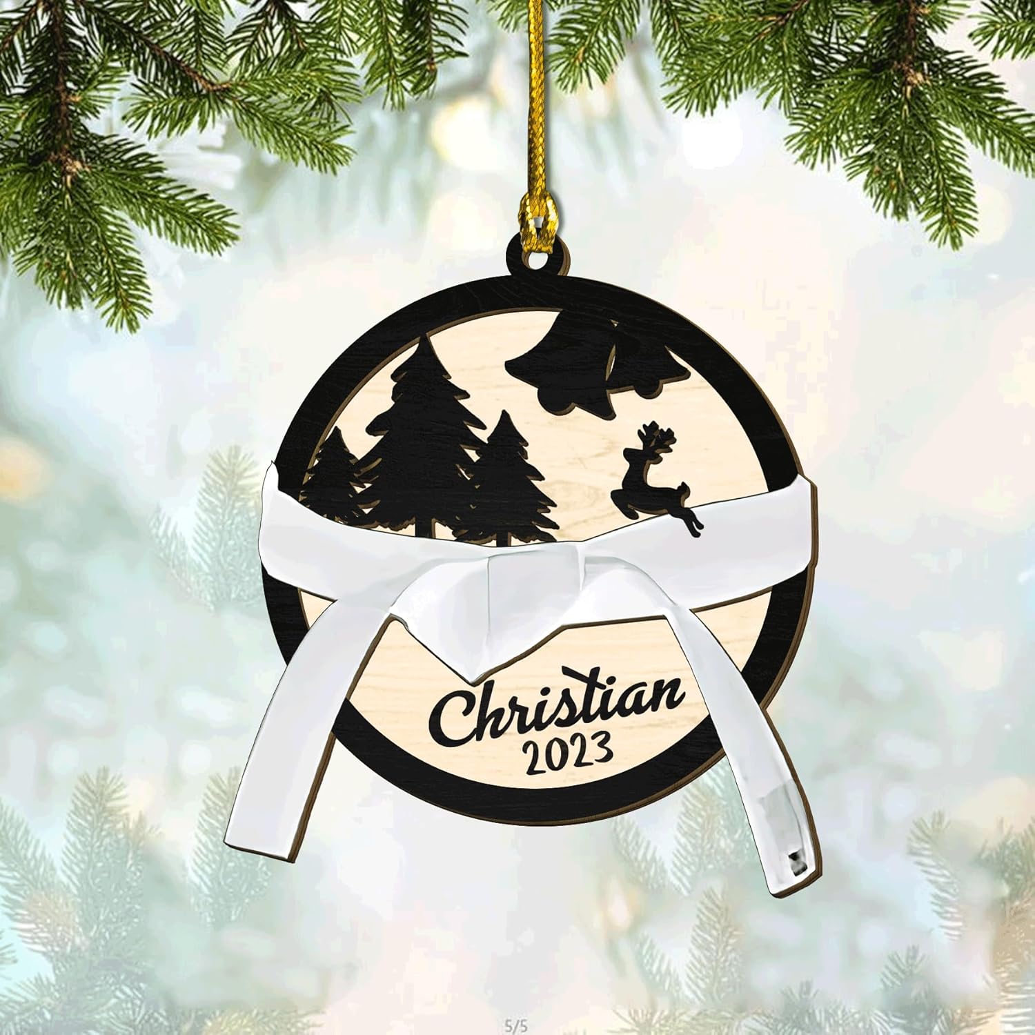 Royalbro Personalized Karate Ornaments for Christmas Tree, Custom Karate Christmas Ornament for Xmas 2023 Gifts for Karate Instructors, Karate Uniform, Gifts for Karate Lovers (Kara 2)