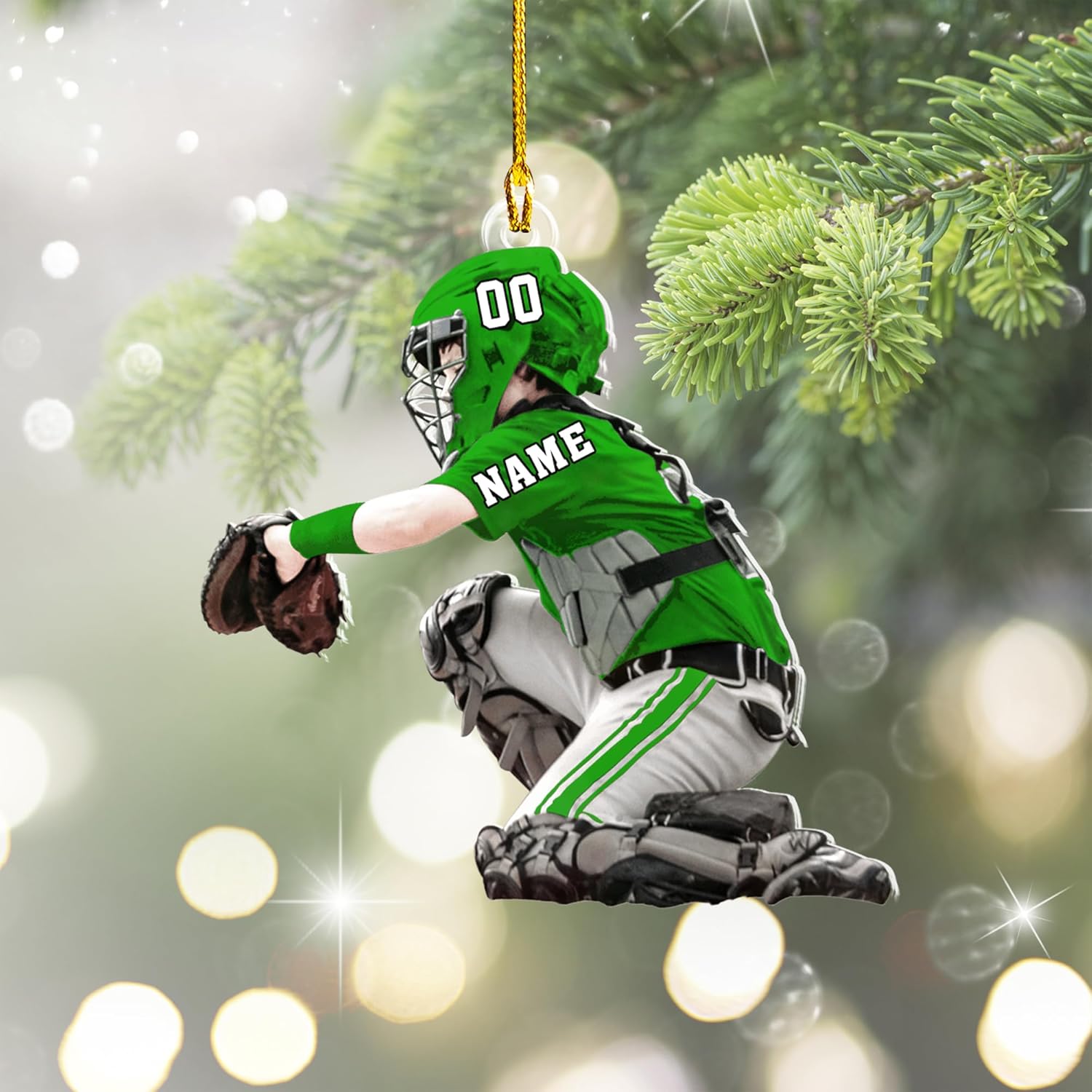 Artparel Personalized Baseball Ornament Christmas Tree Decoration Custom Baseball Christmas Ornament 2D Shape Flat Baseball Lover Gifts Beginner Baseball Players Ornament Gift (BB54)