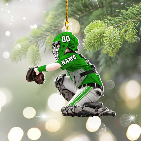 Artparel Personalized Baseball Ornament Christmas Tree Decoration Custom Baseball Christmas Ornament 2D Shape Flat Baseball Lover Gifts Beginner Baseball Players Ornament Gift (BB54)