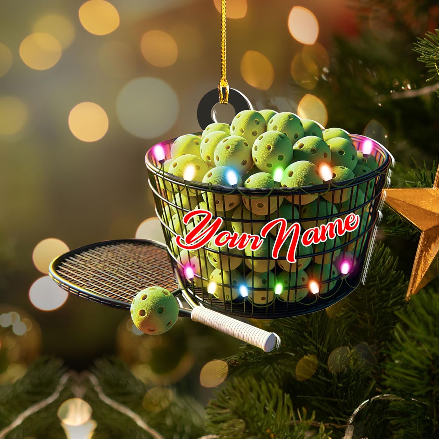 mostprints Personalized Pickleball Ornament 2023, Pickleball Paddles, Pickle Baller Sport Gifts Pickleball Ornament Christmas Tree Pickleball Decorations for Pickleball Lovers (PB5)