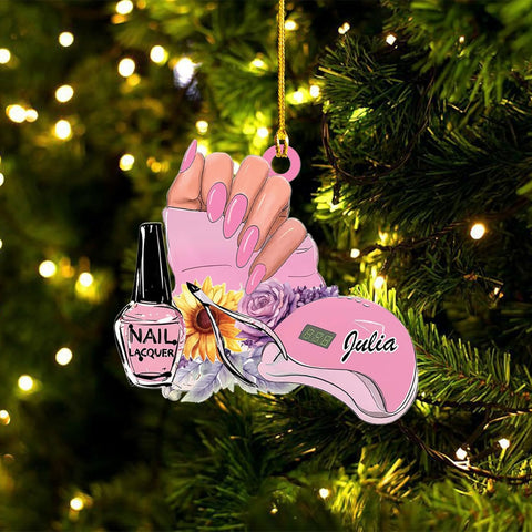 Personalized Nail Ornament,Nail Technician Ornament, Nail Technician, Gift for Her, Makeup Ornaments Makeup Christmas Ornament, Nail tech Gifts, Nail Technician Gifts (Style 4)