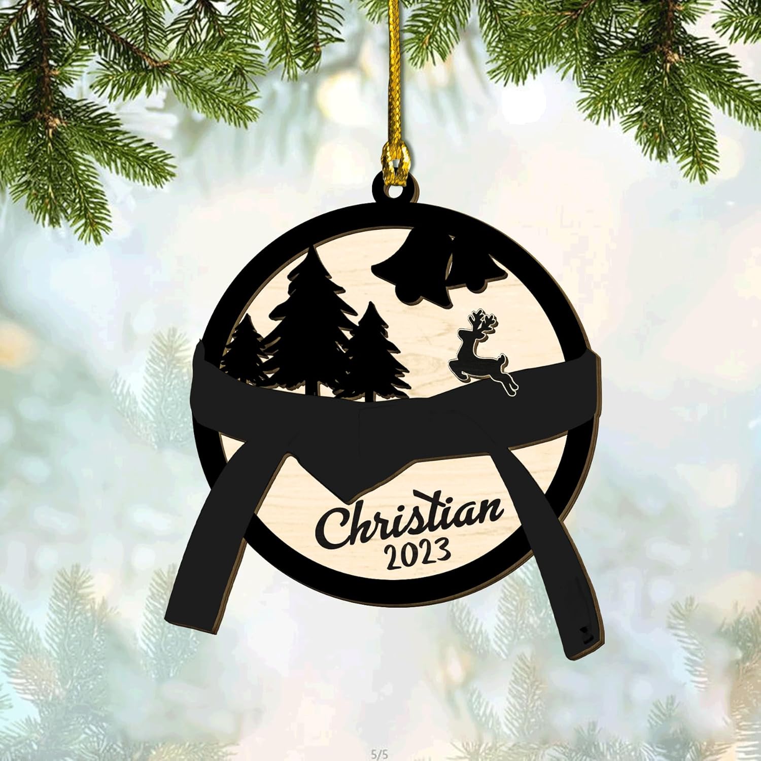 Royalbro Personalized Karate Ornaments for Christmas Tree, Custom Karate Christmas Ornament for Xmas 2023 Gifts for Karate Instructors, Karate Uniform, Gifts for Karate Lovers (Kara 2)