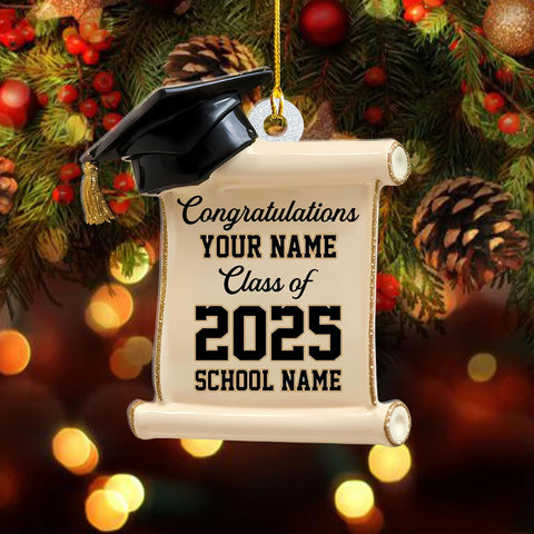 Ligthuy Personalized Graduation Ornament, Graduation Ornaments Class of 2024 2025, College Master Senior Year Christmas Ornament 2024 2025, Pine Hanging Decoration for Xmas (Graduation 10)