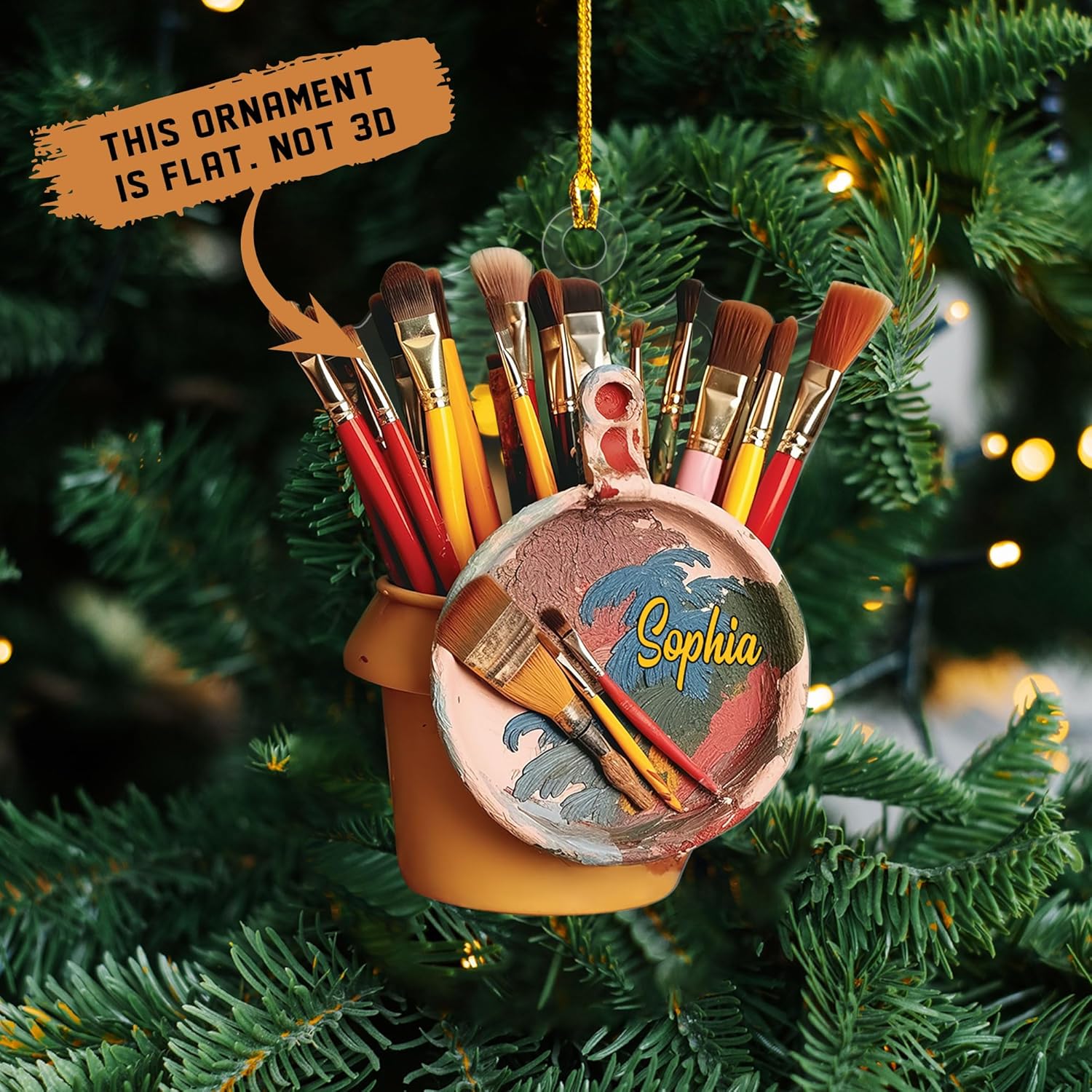 Suseaz Personalized Painter's Art Paint Brush Christmas Ornament, Artist's Painting Palette Christmas Ornament, Painters Palette Paint Brush Ornament for Xmas Tree Party Holiday Home Decor (ON498)