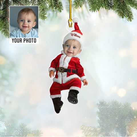 Personalized Baby Picture Ornament, Custom Baby with Dinosaur Christmas Ornament Baby Photo Ornament, Baby Face Christmas Ornaments Gift Baby First Christmas Photo Ornament Baby 1st Ornaments (BB1)