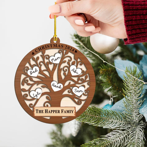 Personalized 2024 Kids Christmas Tree Ornament, Family Christmas Ornament, Family with Kids Name Christmas Ornament 2024 Xmas Tree Decorations, Custom Family Christmas Tree Ornament 2024 (KT 3)