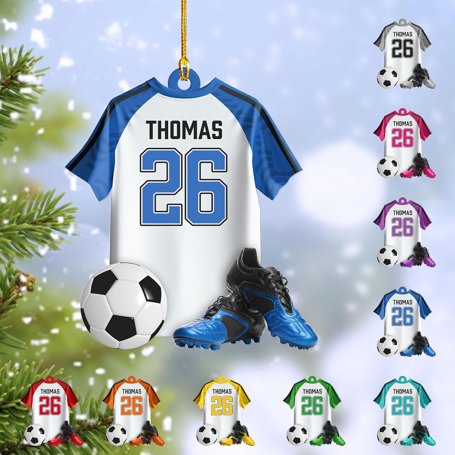 AOVL Personalized Soccer Player Ornament Soccer Christmas Xmas Ornament Soccer Christmas Xmas Ornament Gift for Soccer Players Soccer Lovers Soccer Players for Men Women (SC6)