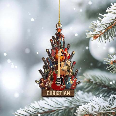 Personalized Guitar Ornament, Electric Guitar Ornament, Guitar Christmas Ornaments 2024, Acoustic Guitar Christmas Ornament, Guitar Christmas Ornaments Guitarist Gift Musical Instruments Xmas (G22)